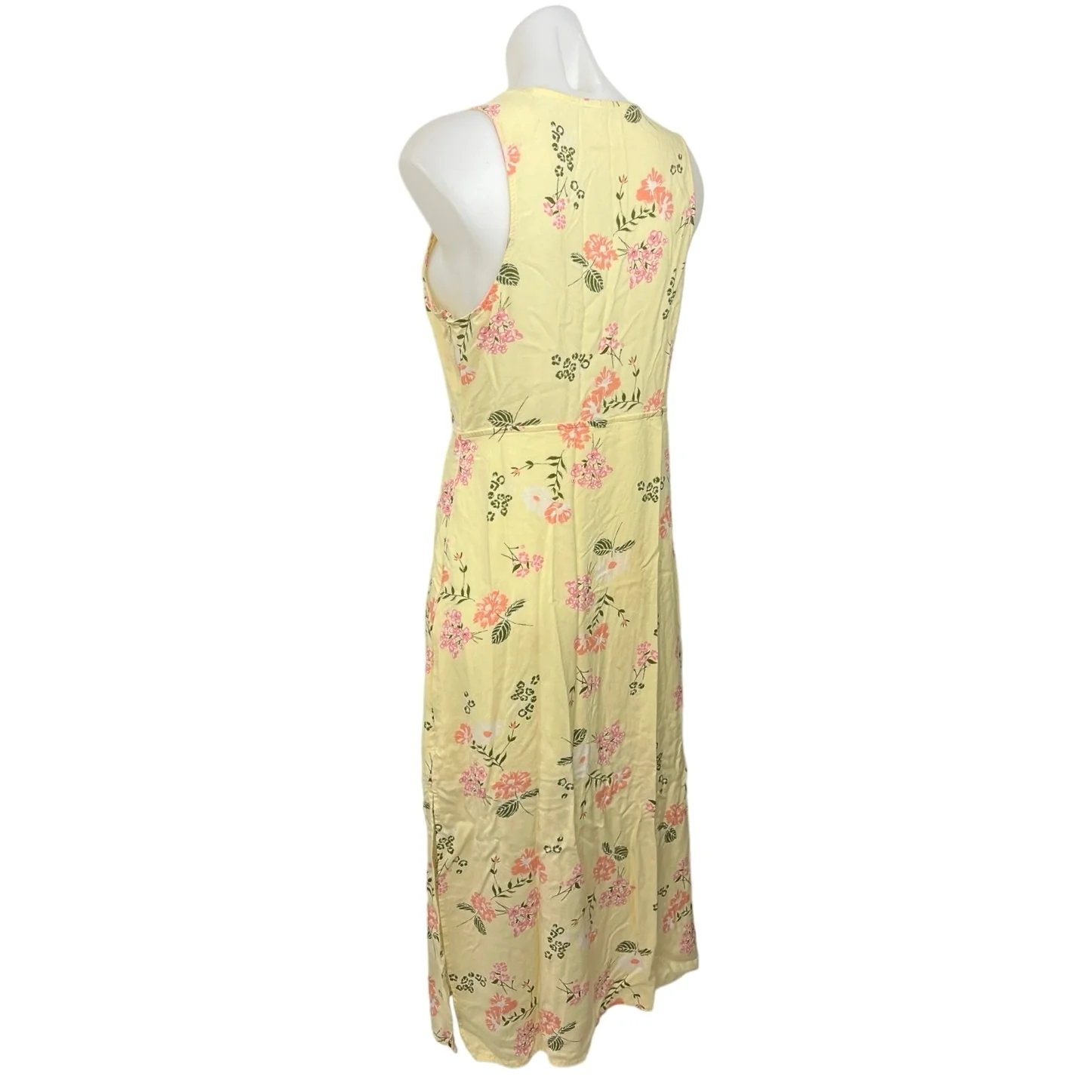 Abound Yellow Floral Print Tie Knot Front Sleeveless Maxi Summer A-Line Dress L - Image 2