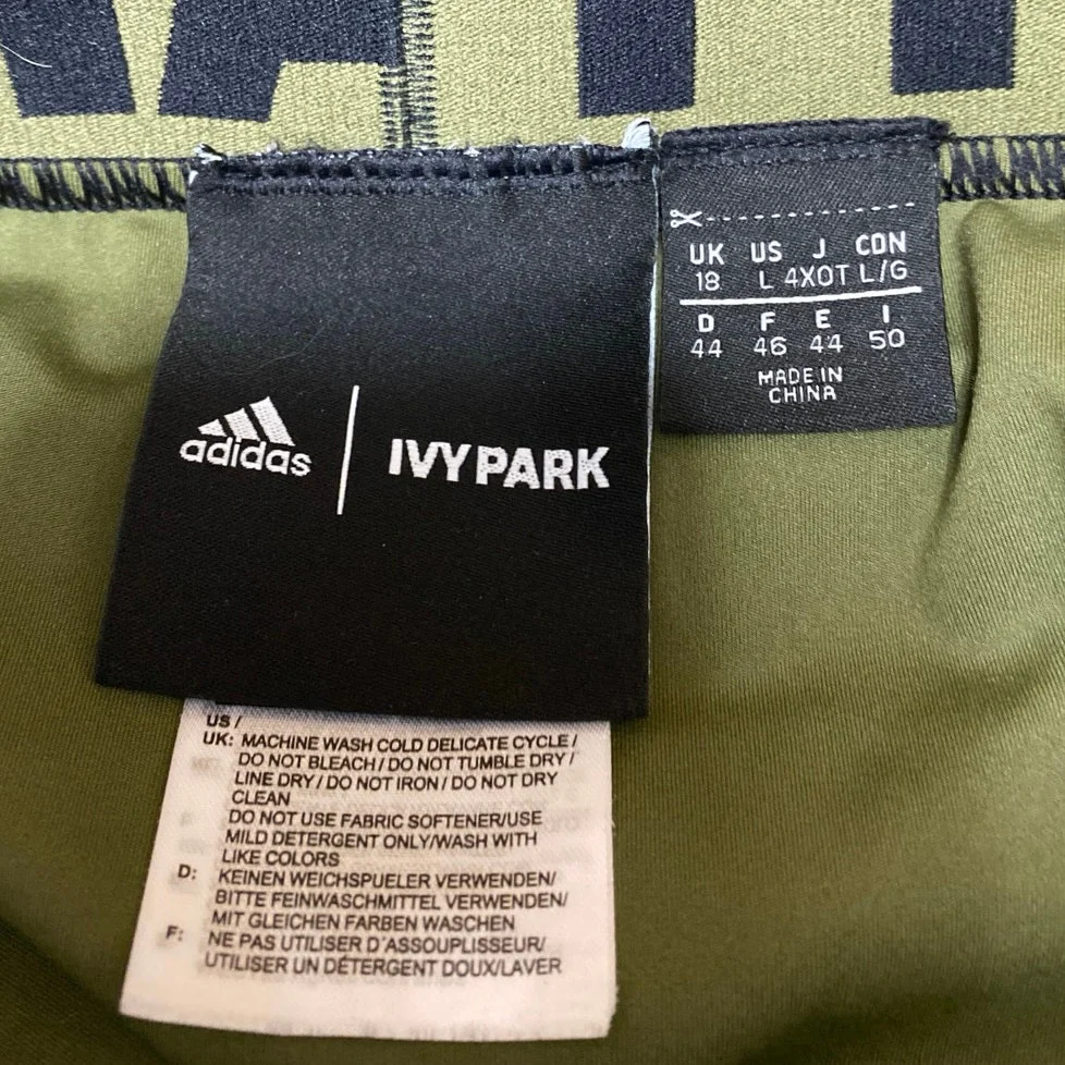 Adidas Ivy Park Peloton Women's Olive Green High Waisted Cycling Biker Shorts L - Image 4
