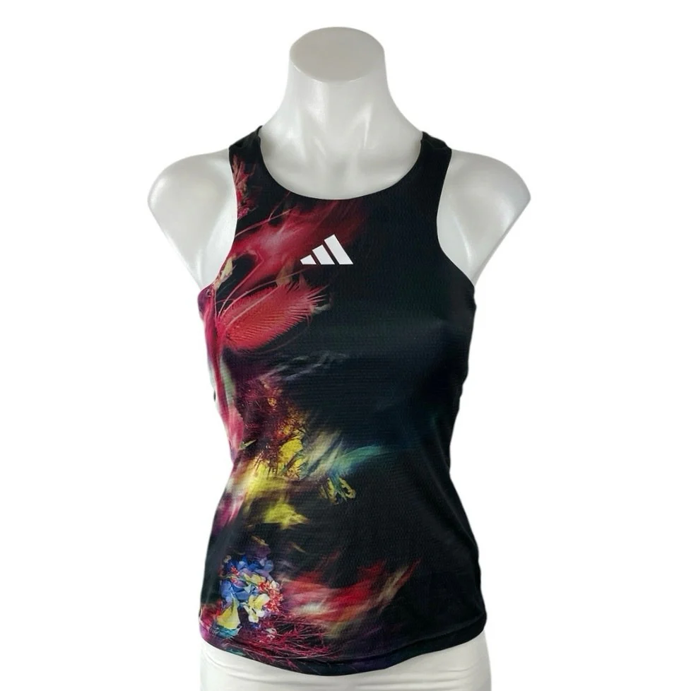 Adidas Melbourne Tennis Black Printed Racerback Workout Athletic Tank Top XS