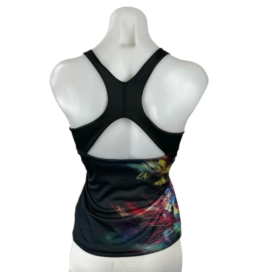 Adidas Melbourne Tennis Black Printed Racerback Workout Athletic Tank Top XS - Image 3