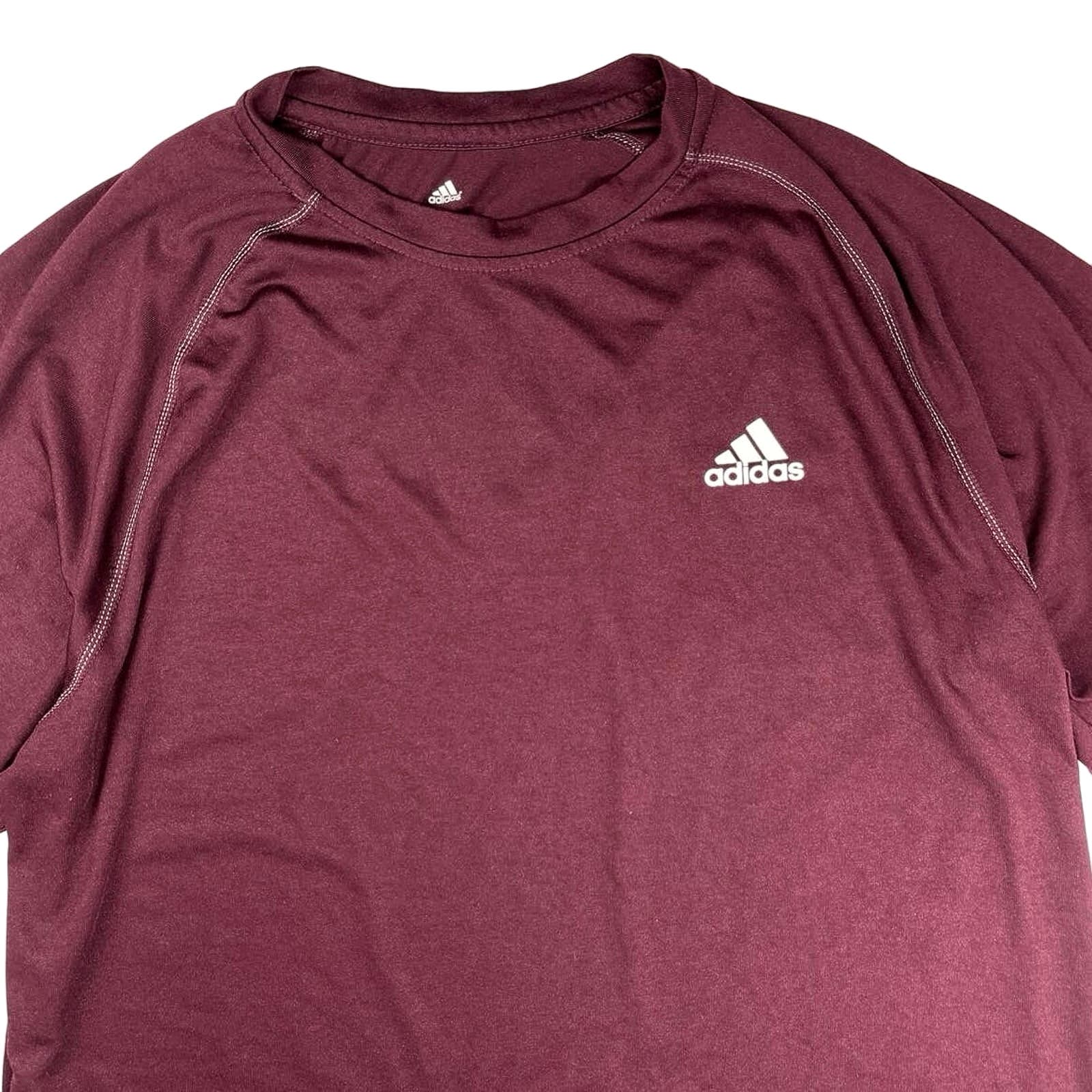 Adidas Men's Maroon Climalite Crewneck Short Sleeve Logo Training Gym T-Shirt M - Image 3
