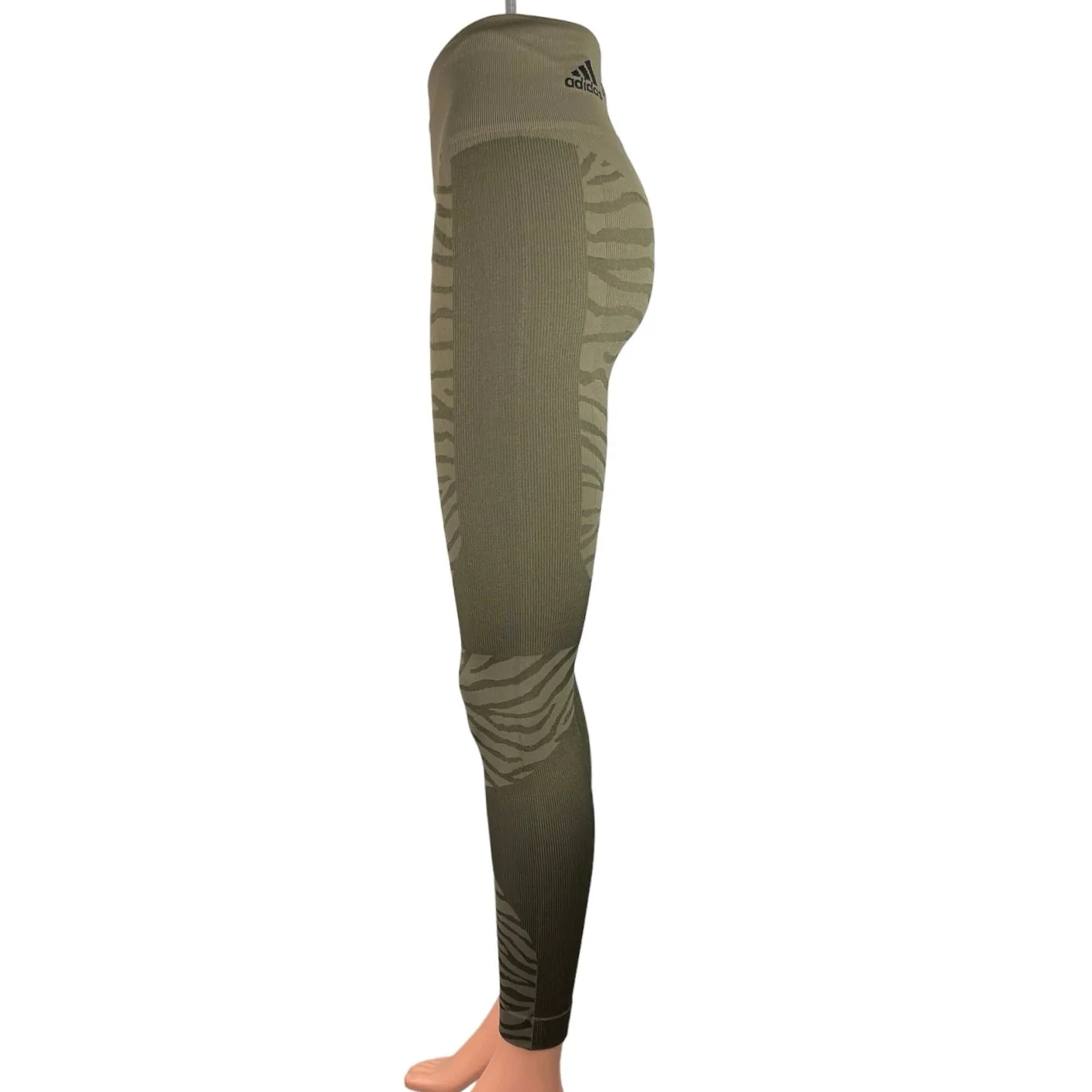 Adidas Stella McCartney Green High Rise Zebra Pull On Athletic Leggings Size XS - Image 2