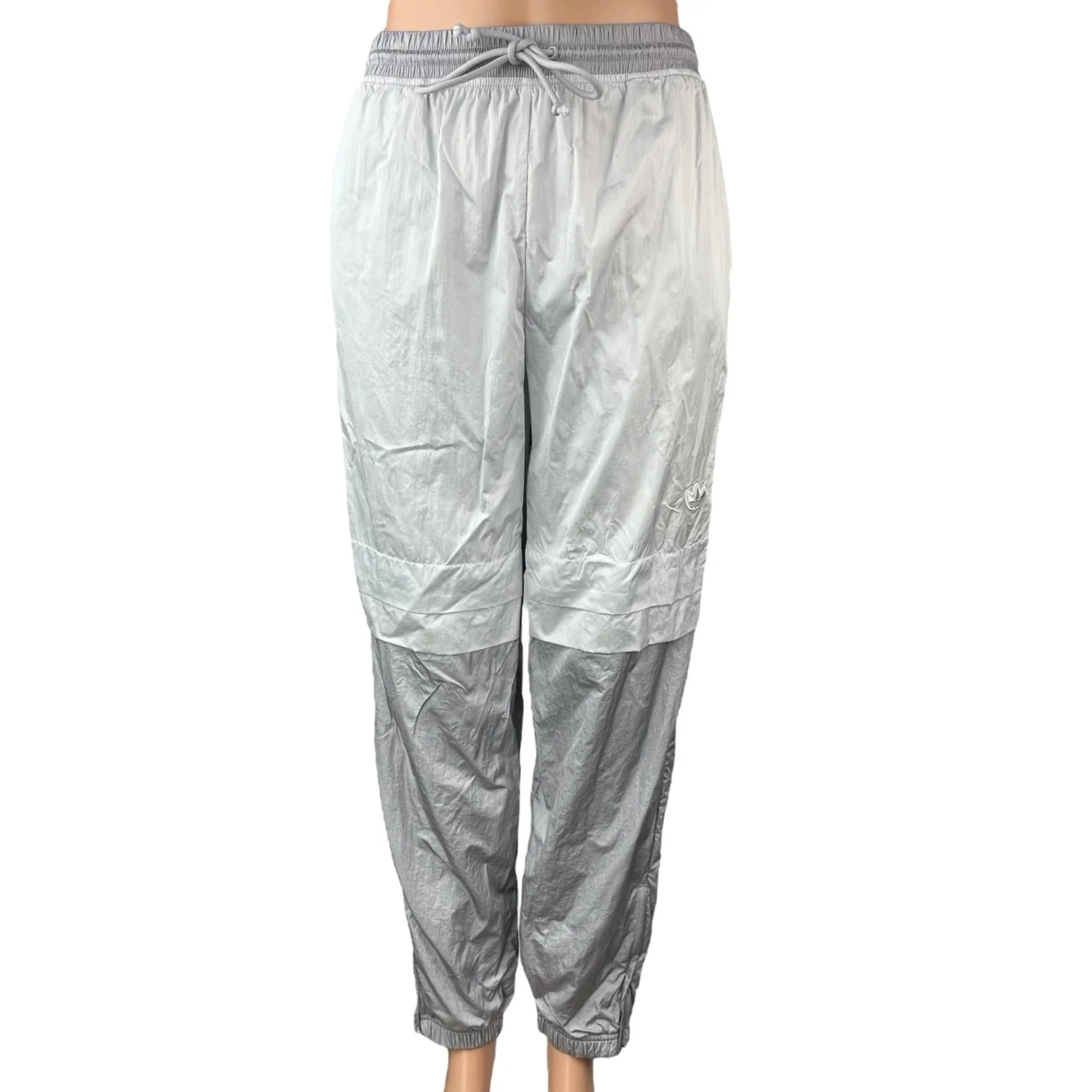 Adidas Women's Gray Colorblock Pull On Windbreaker Parachute Jogger Pants Size M