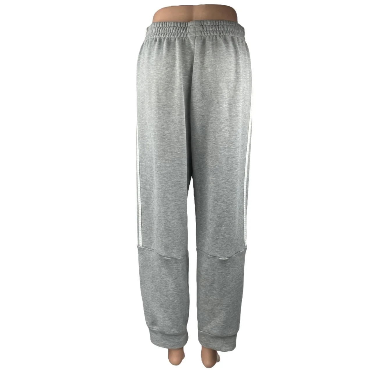 Adidas Women's Gray Striped High Waisted Athletic Jogger Sweat Pants Size M - Image 3