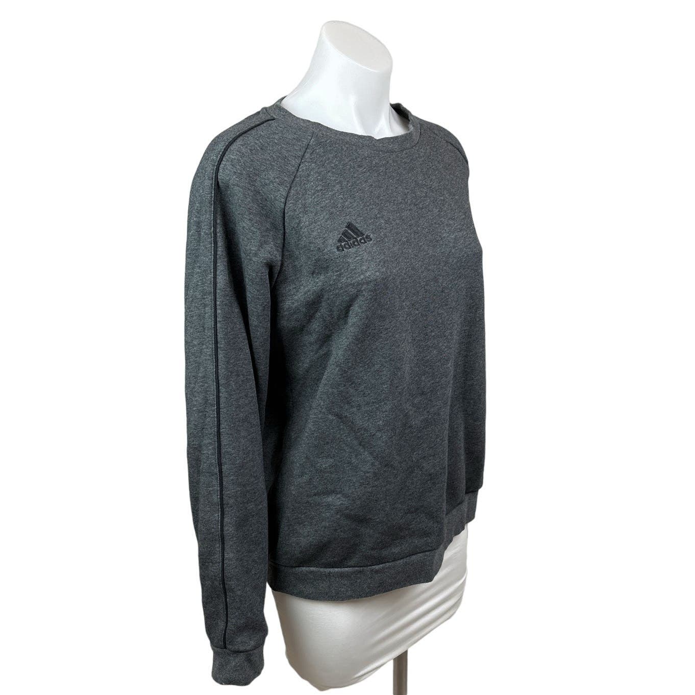 Adidas Womens Heather Gray Logo Crew Neck Long Sleeve Pullover Sweatshirt L - Image 2