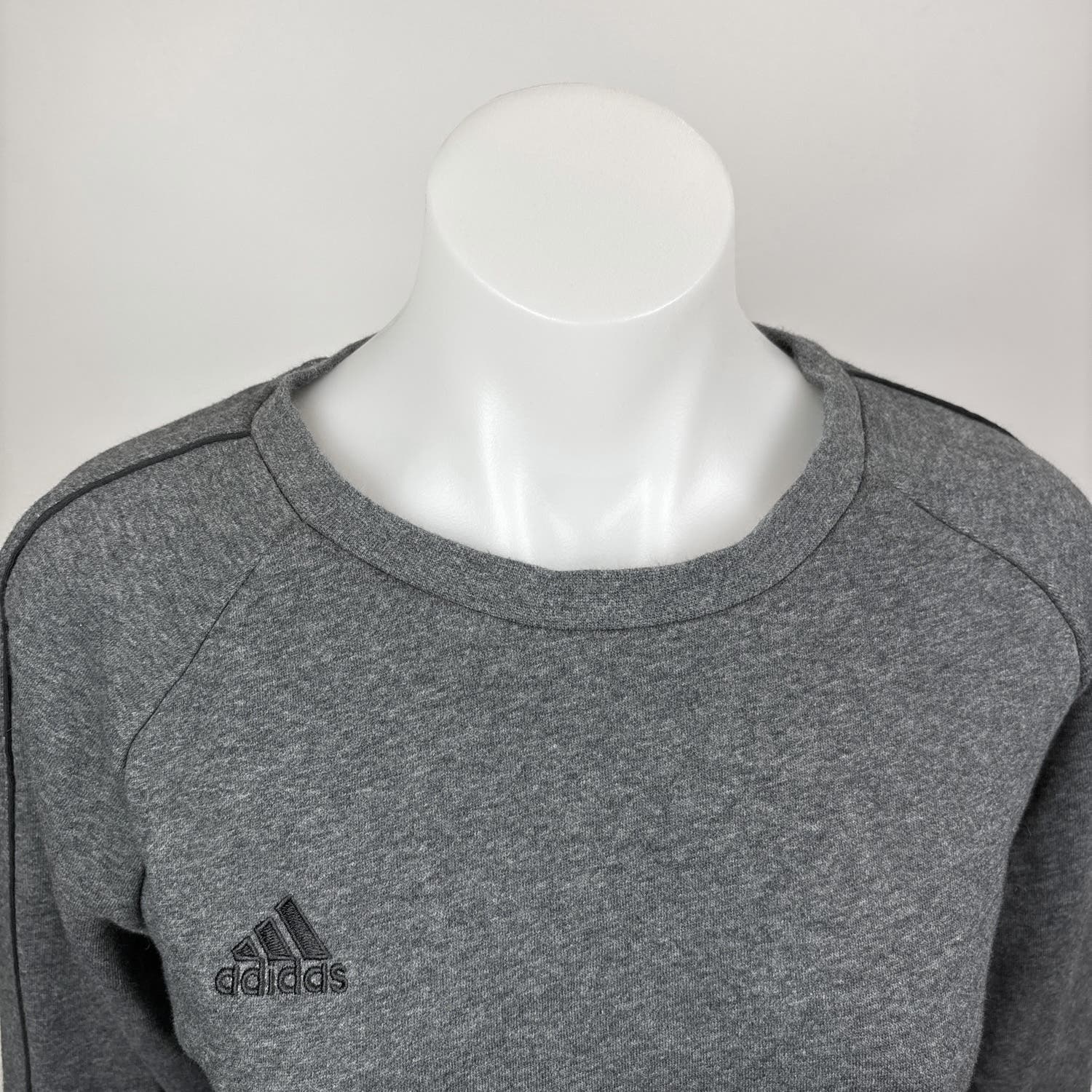 Adidas Womens Heather Gray Logo Crew Neck Long Sleeve Pullover Sweatshirt L - Image 5