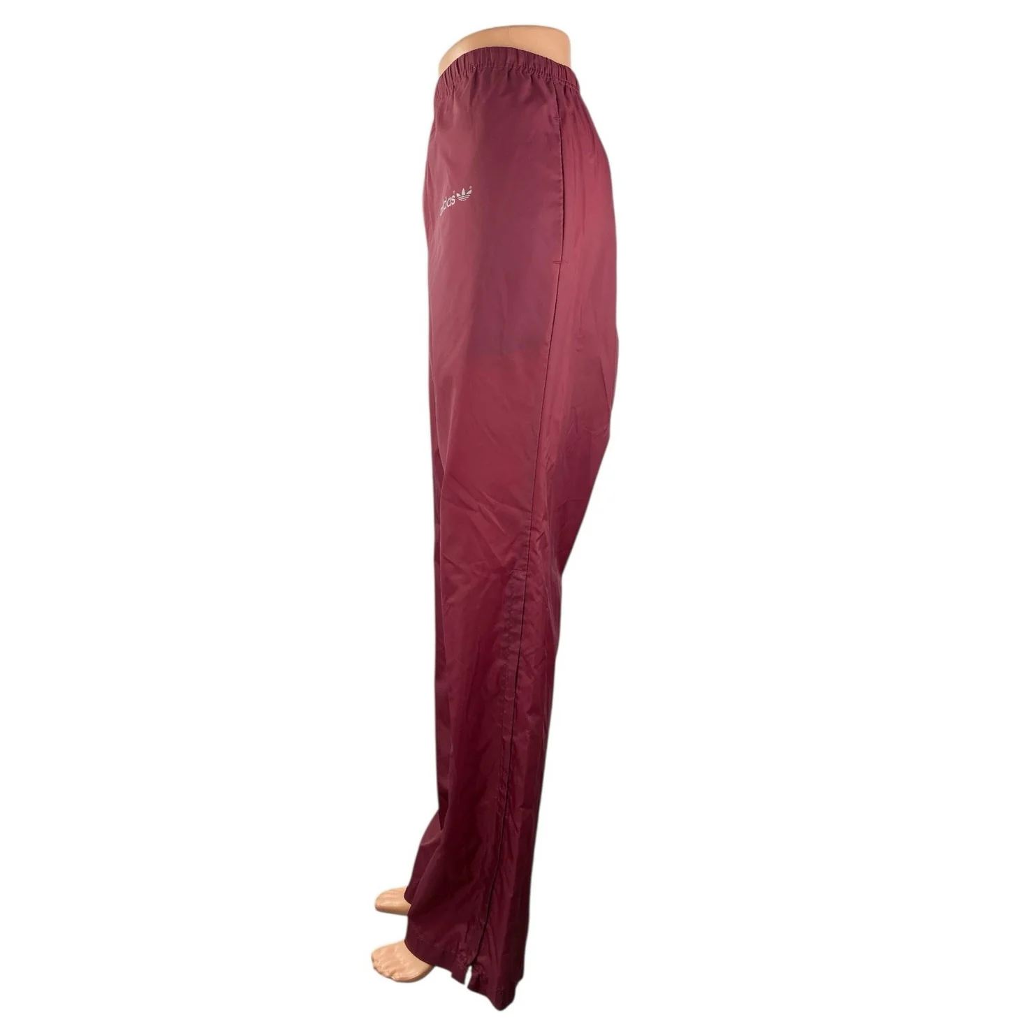 Adidas Women's Red Trefoil Logo Straight Leg Windbreaker Trousers Track Pants M - Image 2