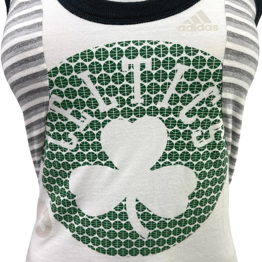 Adidas x NBA Boston Celtics White Gray Striped Racerback Basketball Tank Top S - Image 3