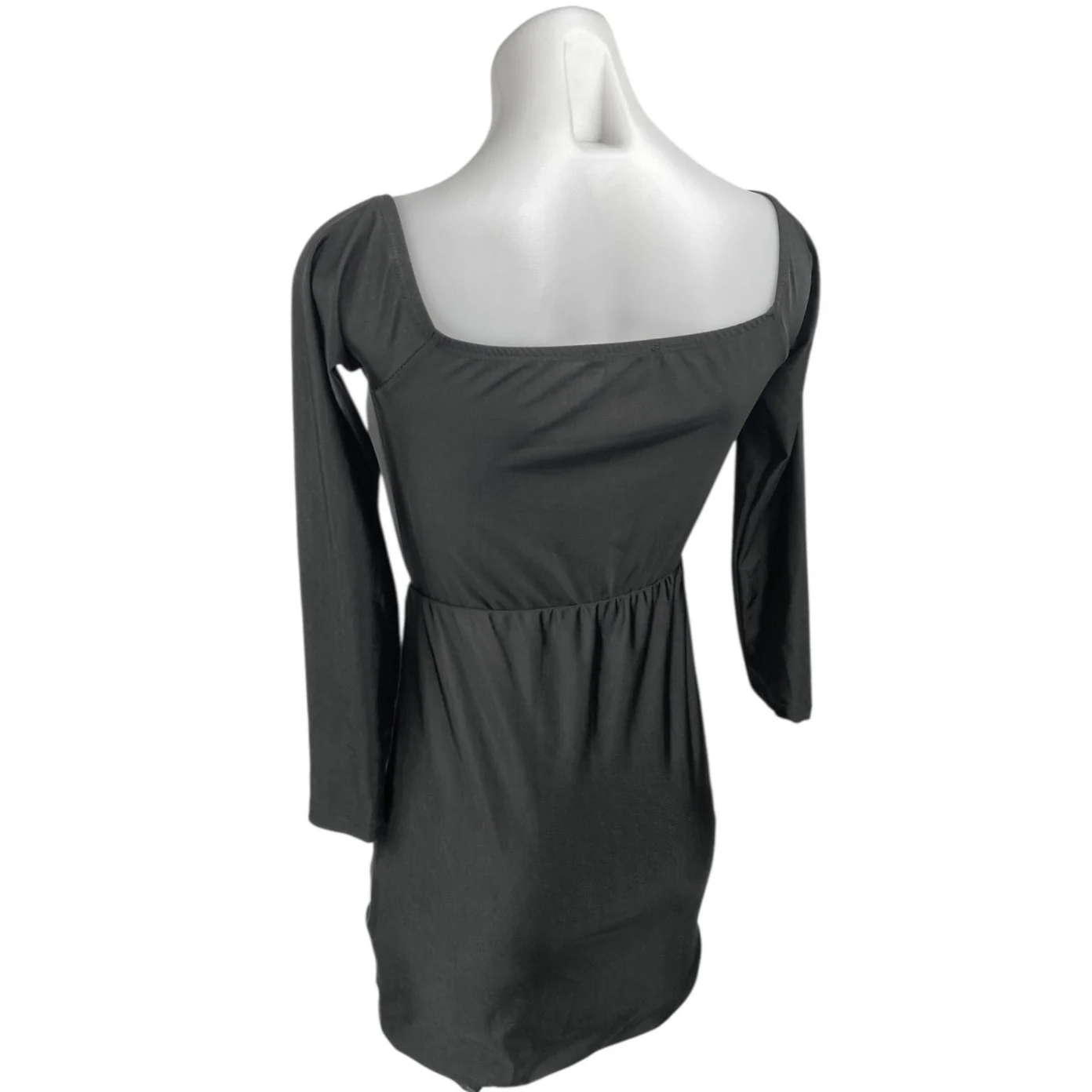 Adika Black Cut-Out Long Sleeve Ruched Tie Sweetheart Neck Mini Bodycon Dress M - Image 2