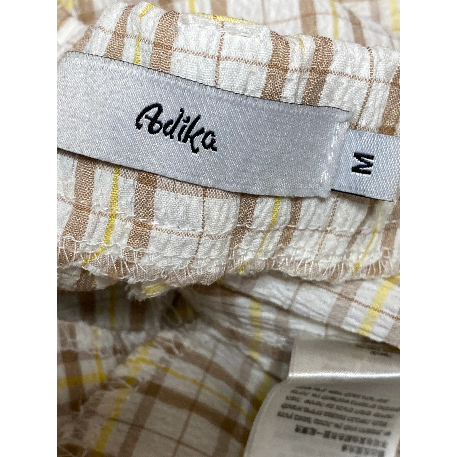 Adika Women's Beige Plaid High Rise Wide Leg Baggy Pleated Trousers Pants Size M - Image 5