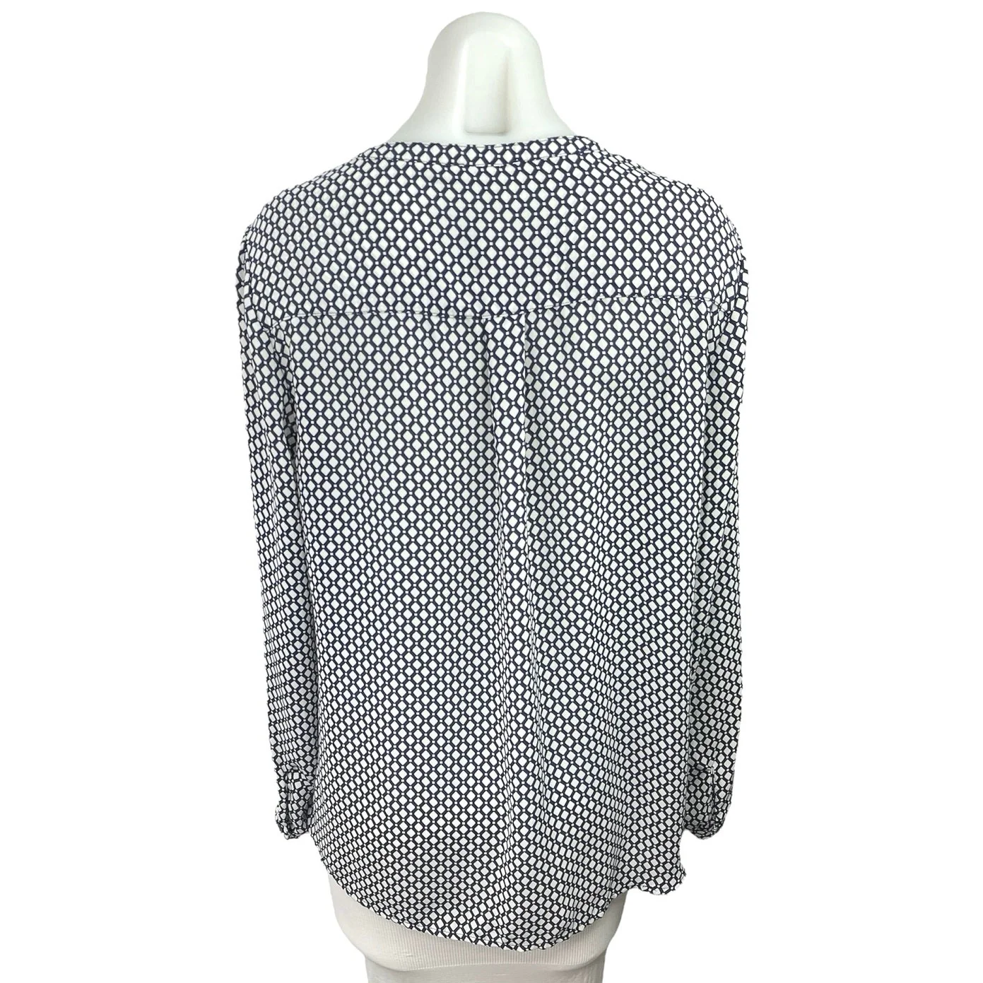 Adrianna Papell Black White V Neck Pullover Long Sleeve Printed Blouse Top Sz M - Image 2