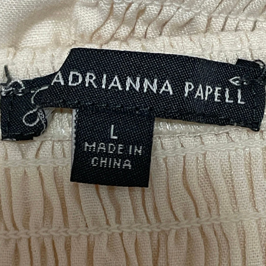 Adrianna Papell Cream Embroidered Sleeveless Ruffle Peplum Tank Skirt Set Size L - Image 4