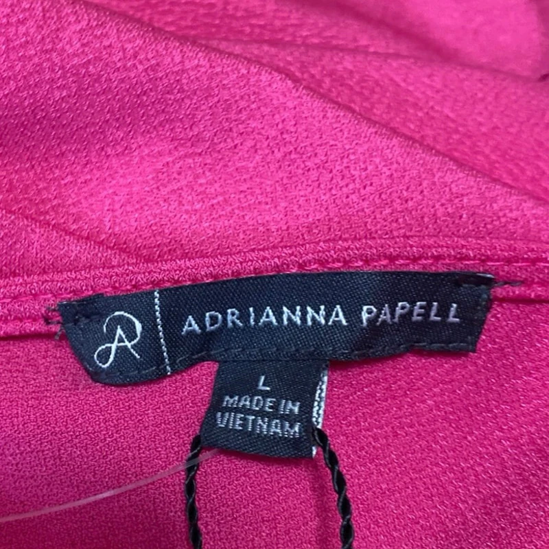 Adrianna Papell Women's Pink Ruffle Sleeve V Neck Knit Pullover Blouse Top Sz L - Image 3