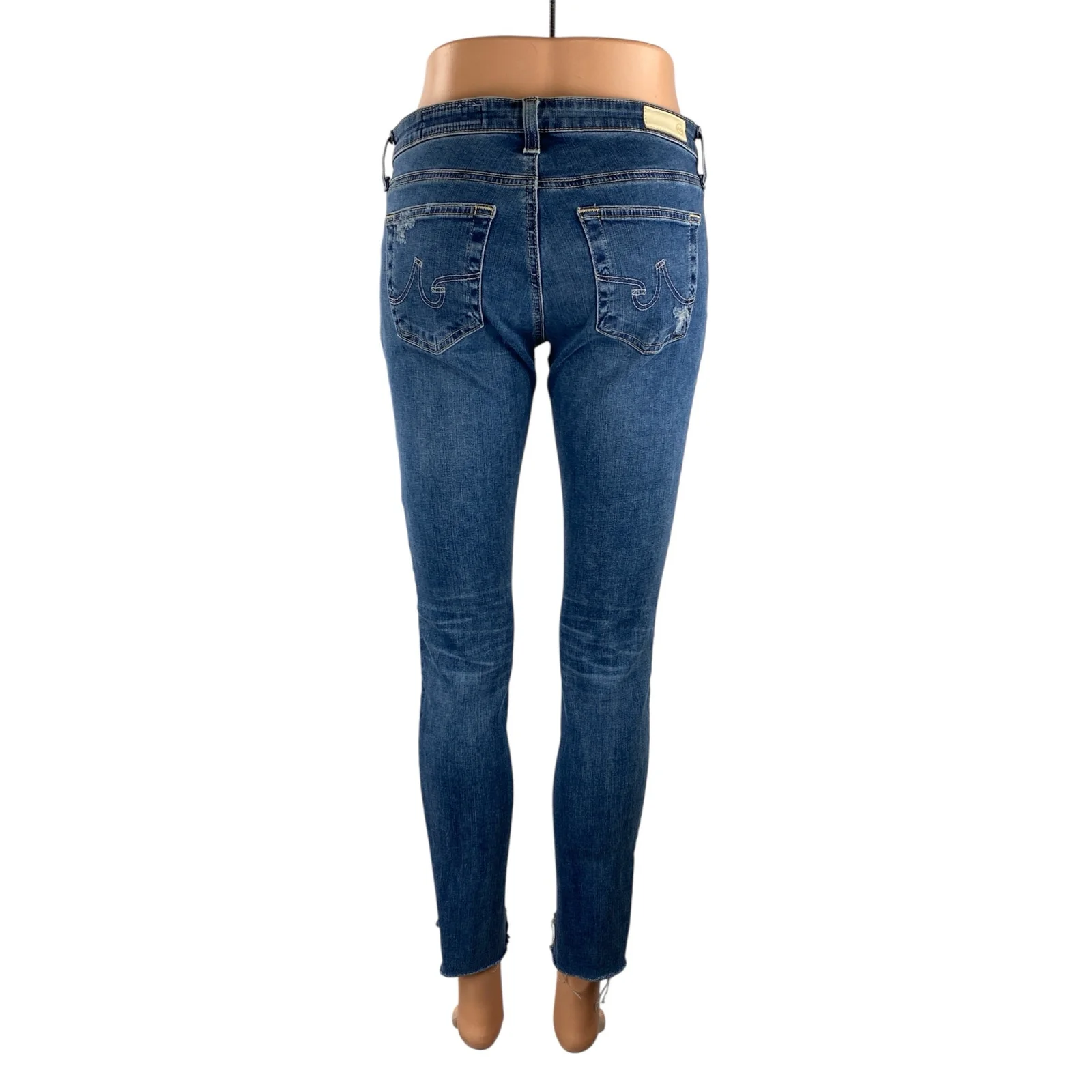Adriano Goldschmied Blue Distressed Frayed Hem Super Skinny Denim Jeans Pant 28 - Image 4