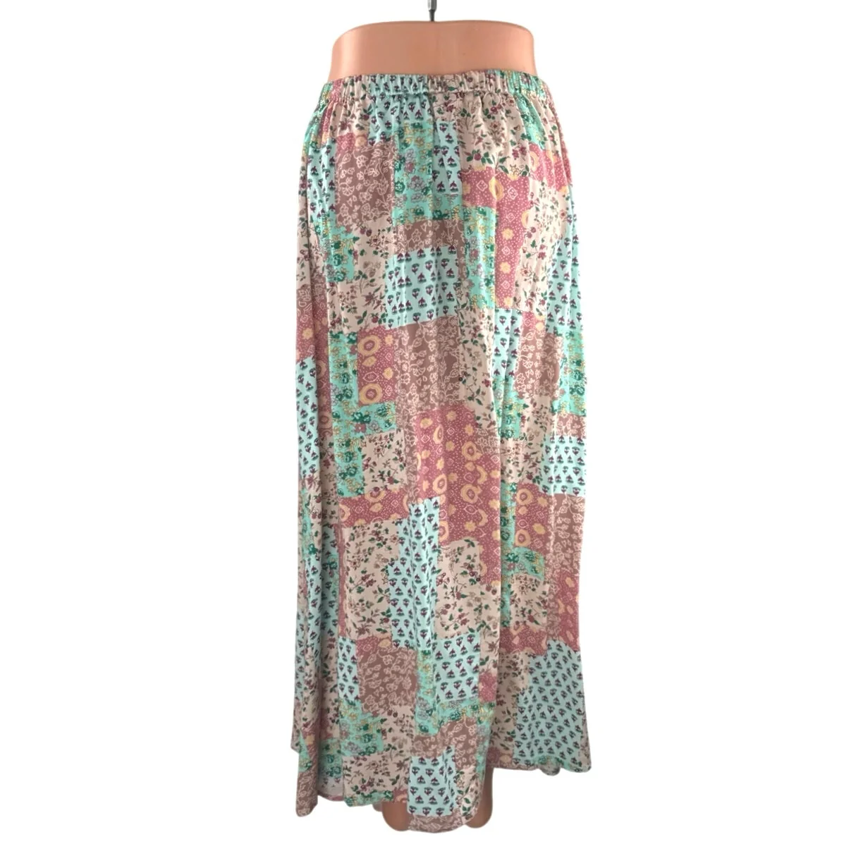 Aemi + Co Bradyn Women's Floral Patchwork Summer Boho Maxi Flare A-Line Skirt S - Image 3