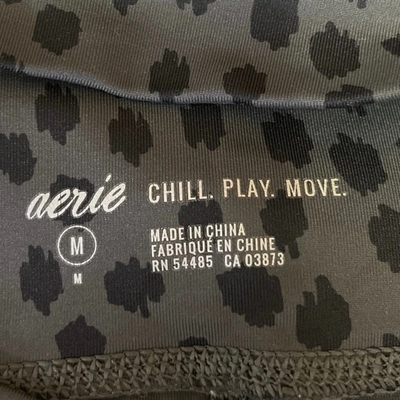 Aerie Black Gray Leopard Print High Rise Pull On Yoga Athletic Leggings Size M - Image 4