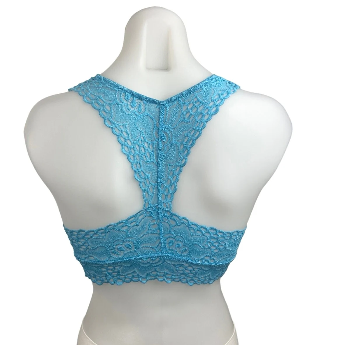 Aerie Blue Eyelet Floral Lace Crochet Racerback Bralette Bra Top Size S - Image 2