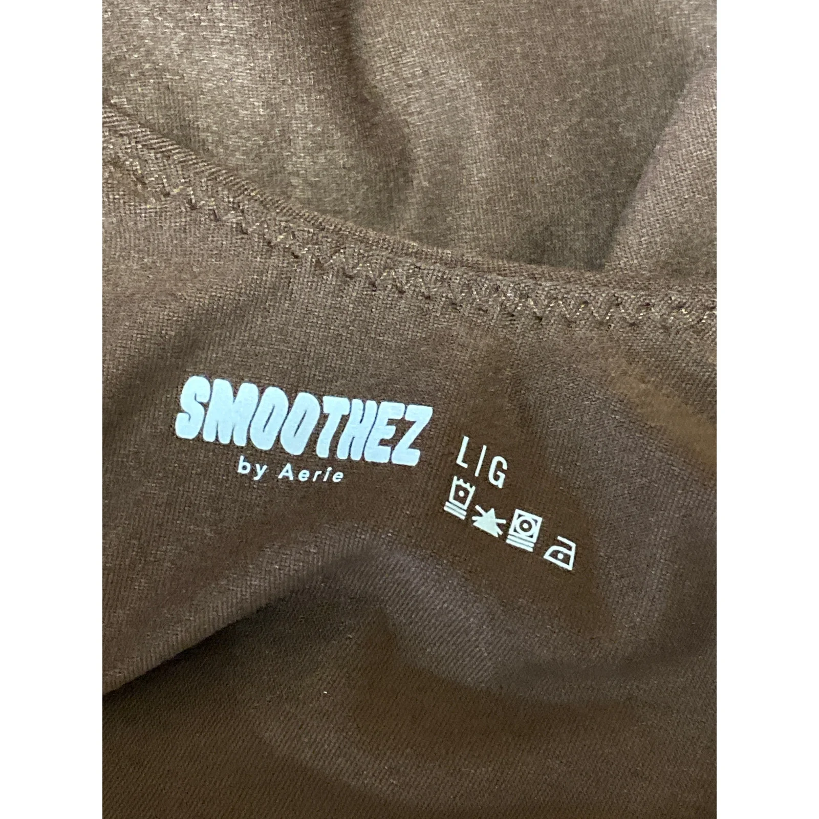 Aerie Smoothez Brown Scoop Neck Long Sleeve Sculpt Thong Bodysuit Top Size L - Image 4