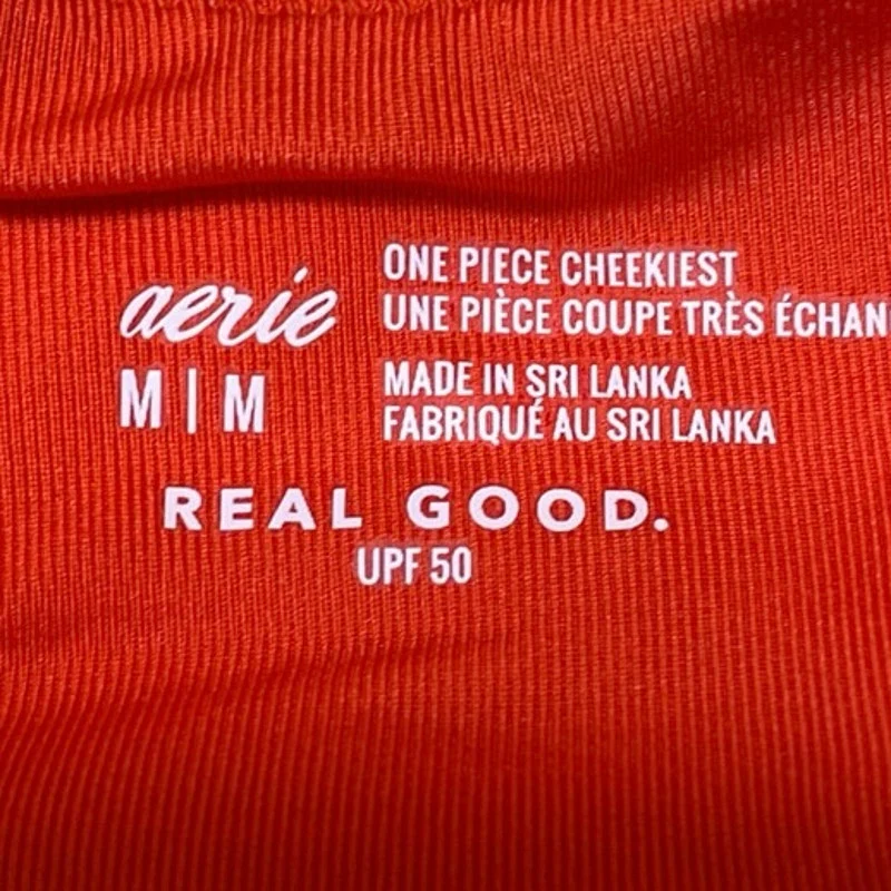Aerie Sparkle Babewatch Red Metallic Sleeveless Square Neck One Piece Swimsuit M - Image 3
