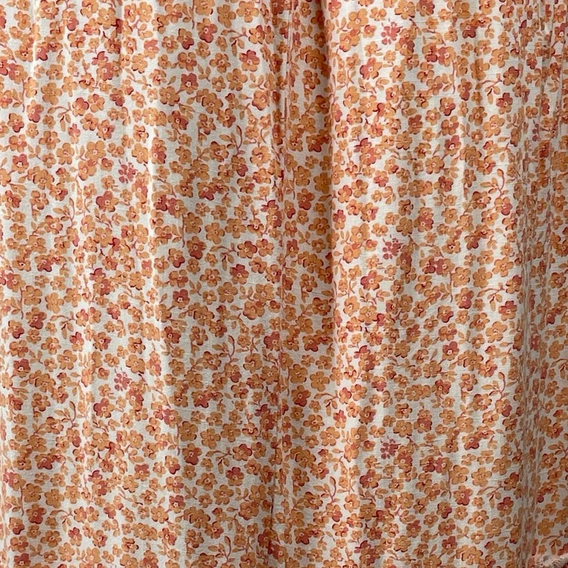 Aeropostale Coral Ditsy Floral Short Puff Sleeve Tiered A Line Midi Dress Size M - Image 4