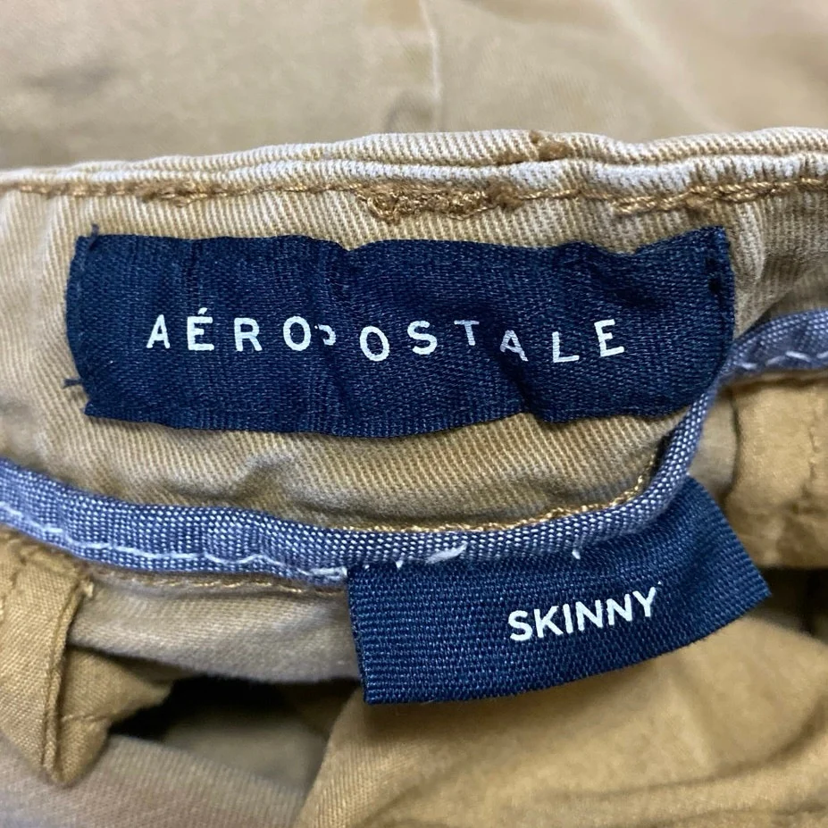 Aeropostale Men's Beige Khaki Mid Rise Skinny Trousers Chino Pants Size 30x32 - Image 4