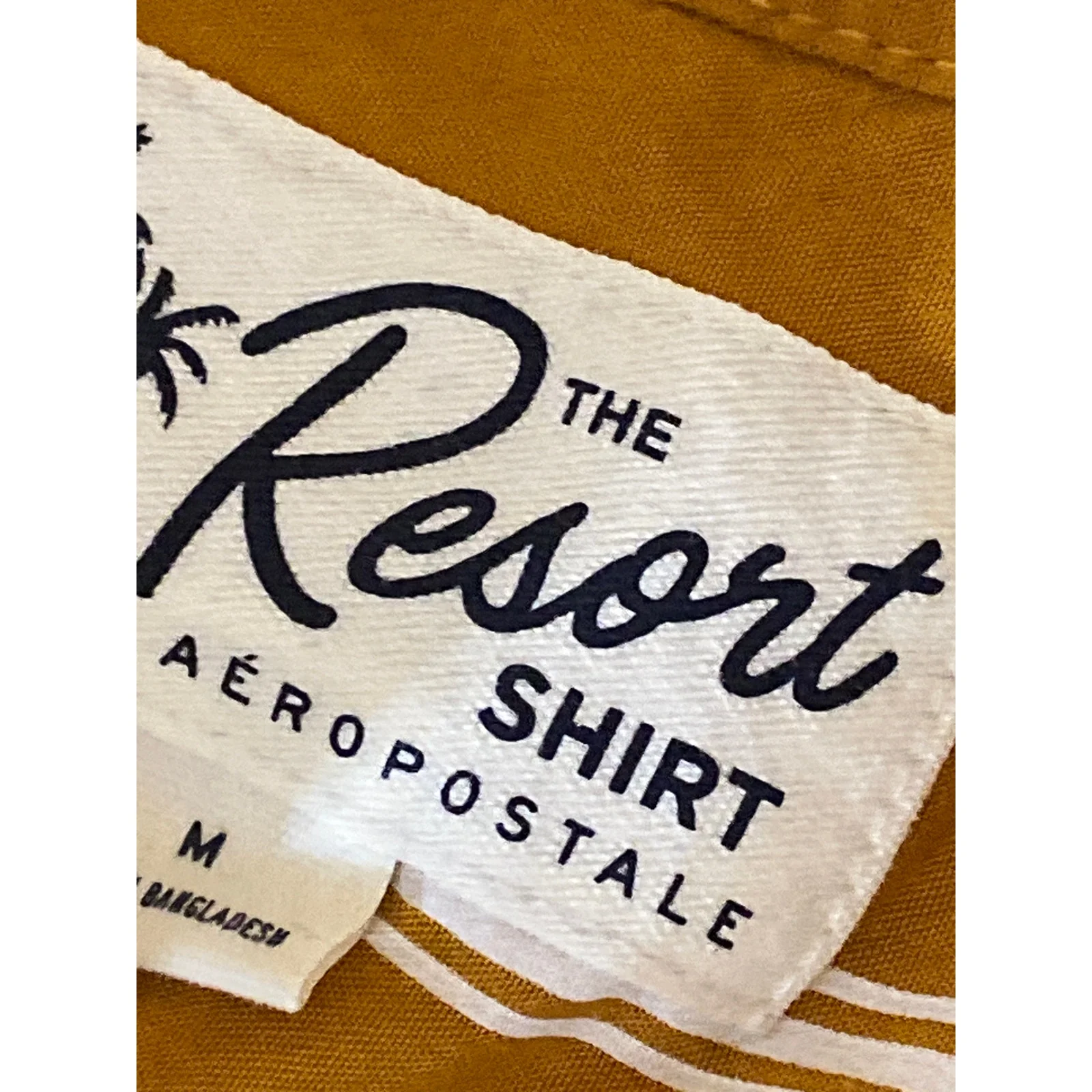 Aeropostale Men's Yellow Stripe Collared Short Sleeve Button Down Shirt Top Sz M - Image 5