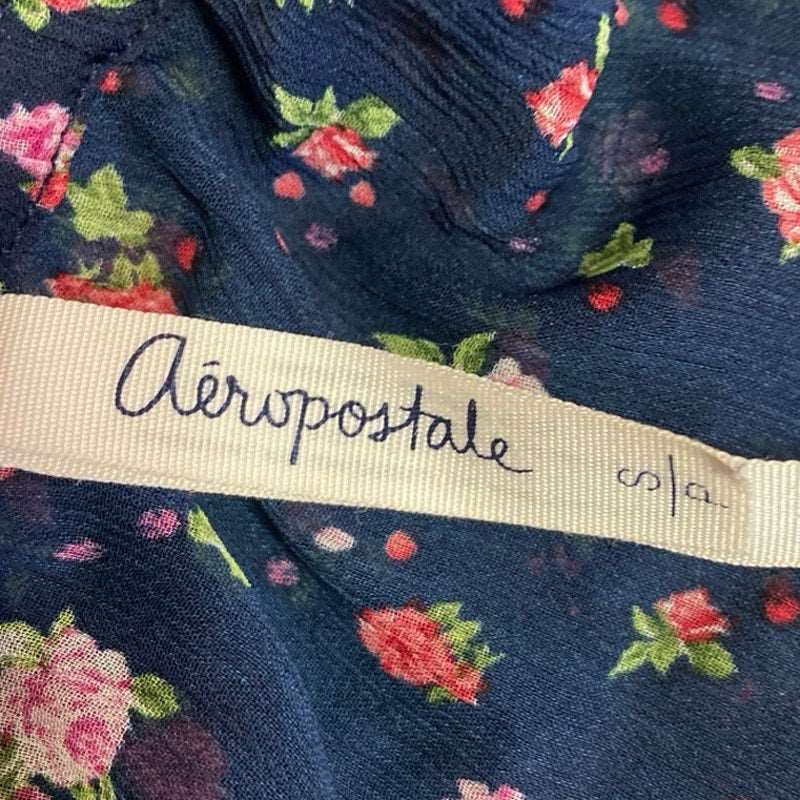 Aeropostale Navy Blue Floral Print Spaghetti Strap Peplum Camisole Tank Top Sz S - Image 4