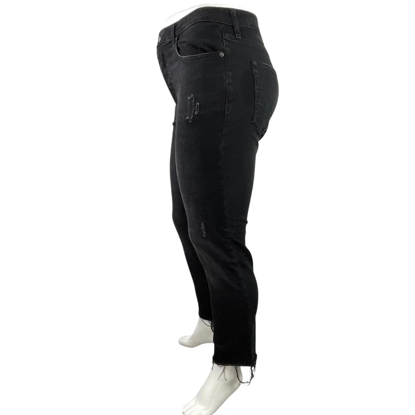 Aeropostale Women's Black Raw Hem High Waisted Skinny Leg Denim Jeans Pants 36 - Image 2