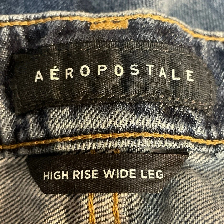 Aeropostale Women's Blue High Rise Palazzo Wide Leg Baggy Denim Jeans Size 8 - Image 5
