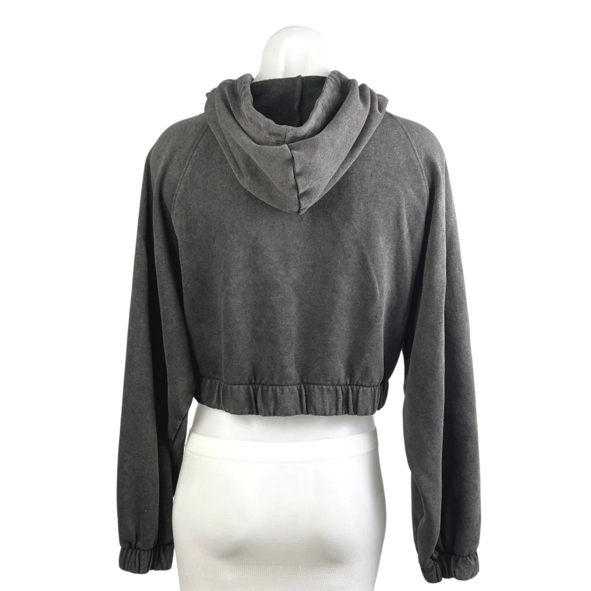 Aeropostale Women's Gray Drawstring Pullover Hooded Hoodie Crop Sweatshirt Top S - Image 2