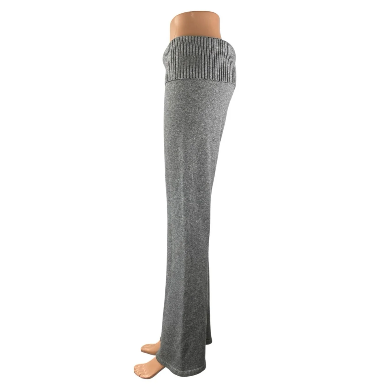 Aeropostale Women's Gray High Waisted Rib Knit Trim Flare Yoga Lounge Pants Sz L - Image 2