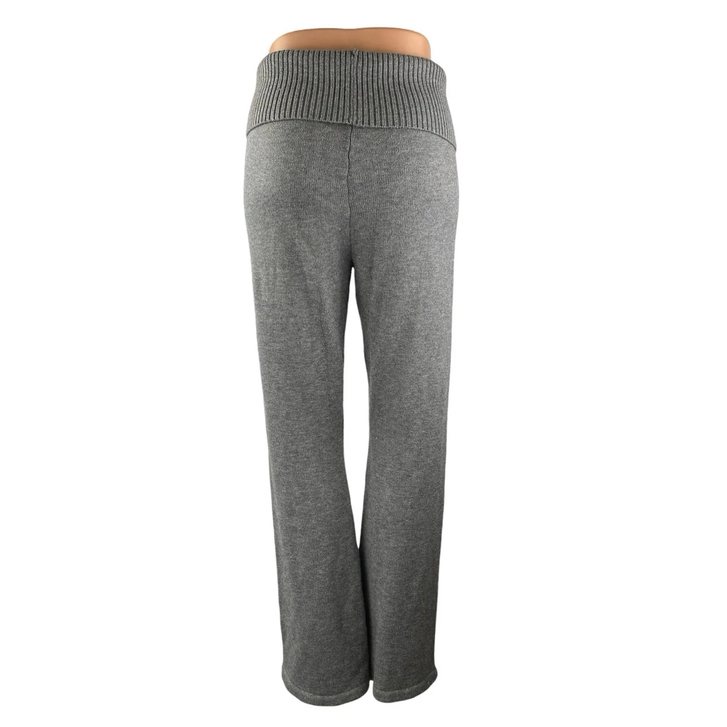 Aeropostale Women's Gray High Waisted Rib Knit Trim Flare Yoga Lounge Pants Sz L - Image 3