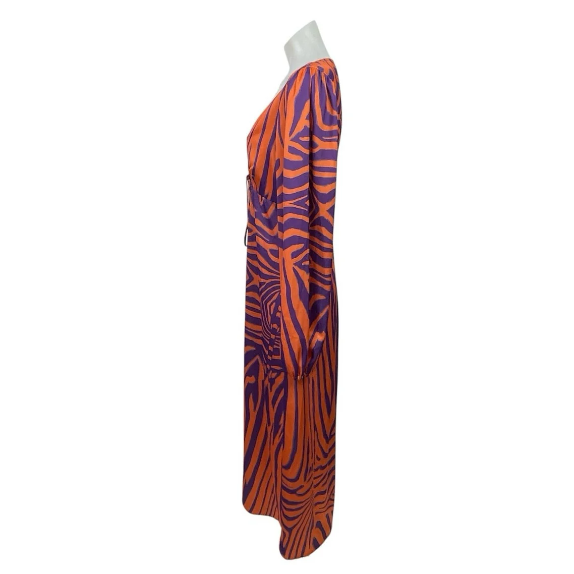 AFRM Portia Coral Zebra Animal Print Long Sleeve Plunge Tie Maxi Dress Size M - Image 2