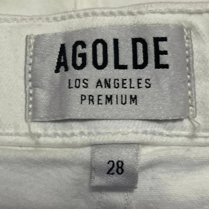 Agolde Women's White Skinny Frayed Hem Mid Rise Trousers Denim Jeans Pants 28 - Image 4