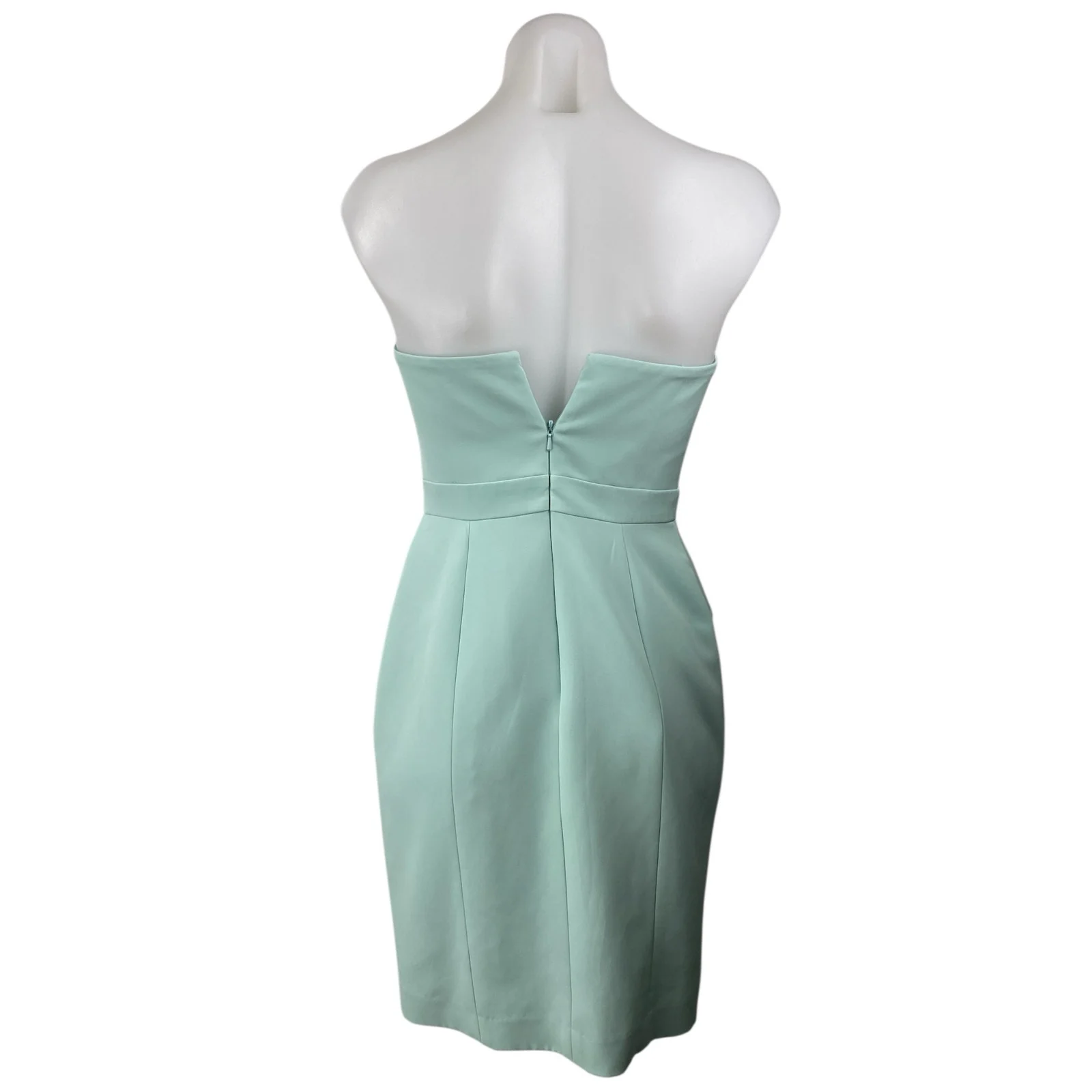 Aidan Women's Mint Green Strapless Bandeau Knee Length Zip Peplum Dress Size 0 - Image 2