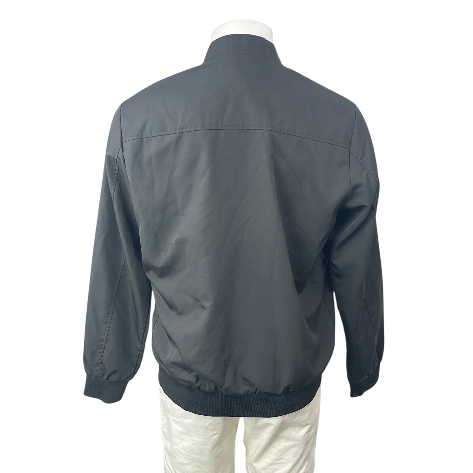 Aiopeson Men's Gray Full Zip Long Sleeve Zip Pockets Bomber Coat Jacket Size M - Image 2