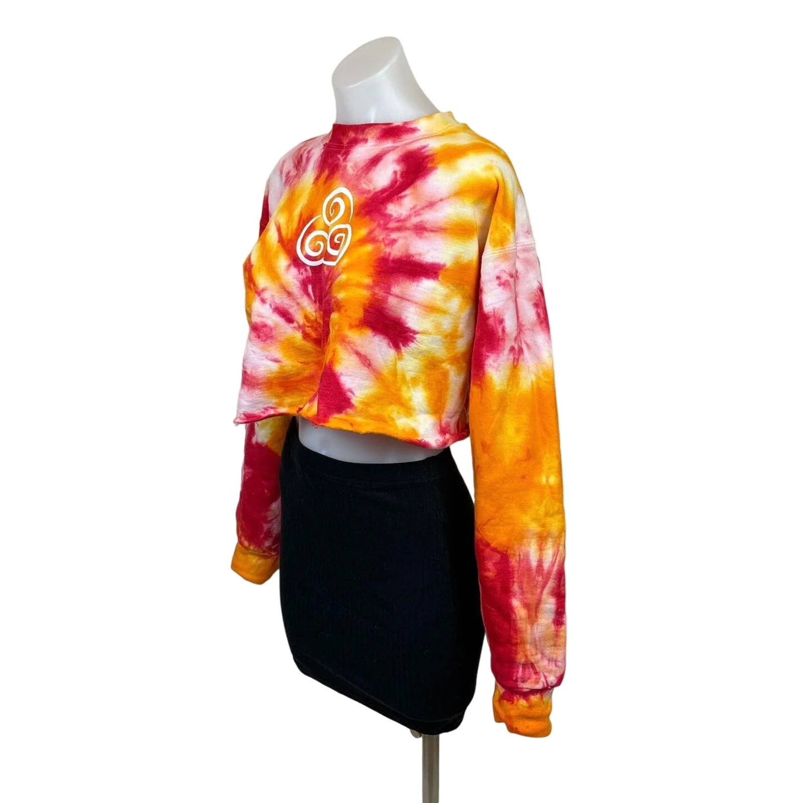 Air Nomad Logo Tie Dye Orange Red Cropped Crewneck Long Sleeve Sweatshirt Size S - Image 2