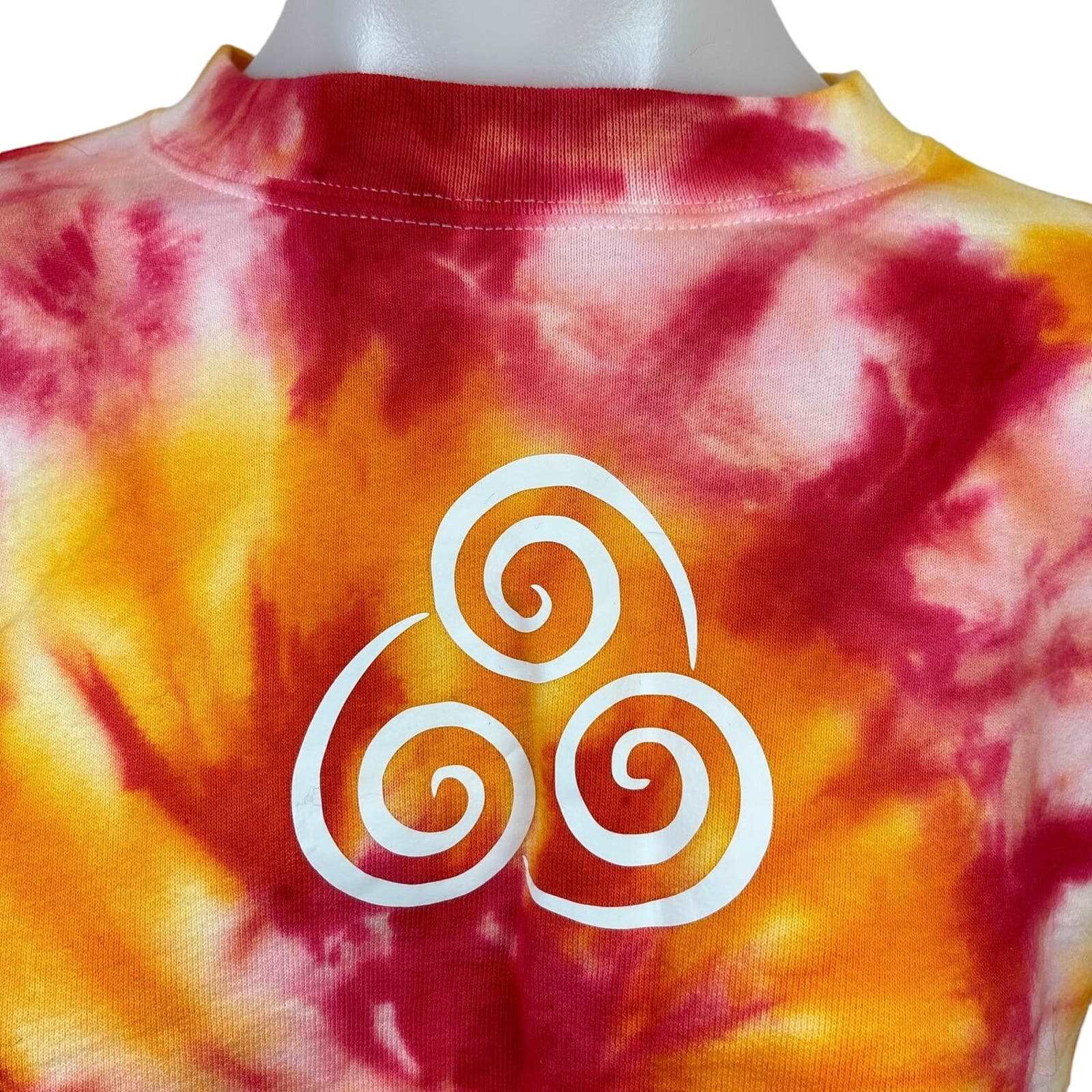 Air Nomad Logo Tie Dye Orange Red Cropped Crewneck Long Sleeve Sweatshirt Size S - Image 4