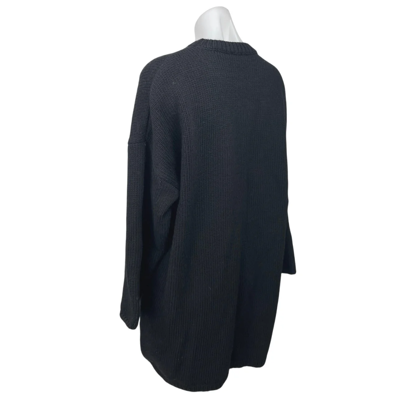 Akep Black Wool Knitted Bird Print Long Sleeve Pullover Mini Sweater Dress S/M - Image 2