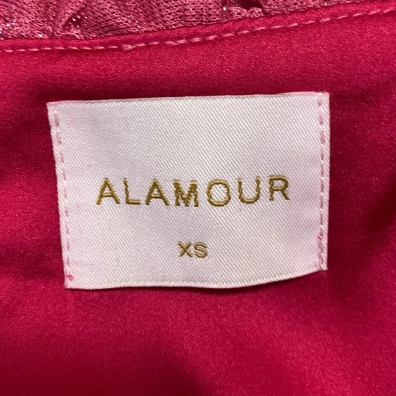Alamour The Label Pink Velvet Velour Sleeveless Ruffle Camisole Crop Tank Top XS - Image 3