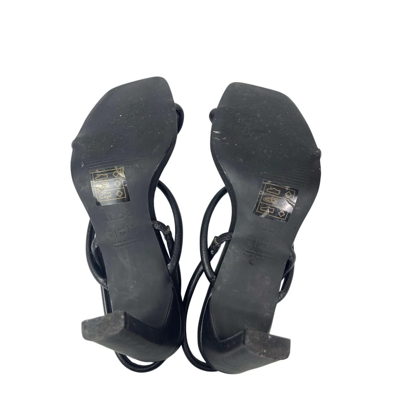 Aldo Karla Black Square Toe Thin Block Heels Dress Slingback Heels Sandals Sz 6 - Image 4