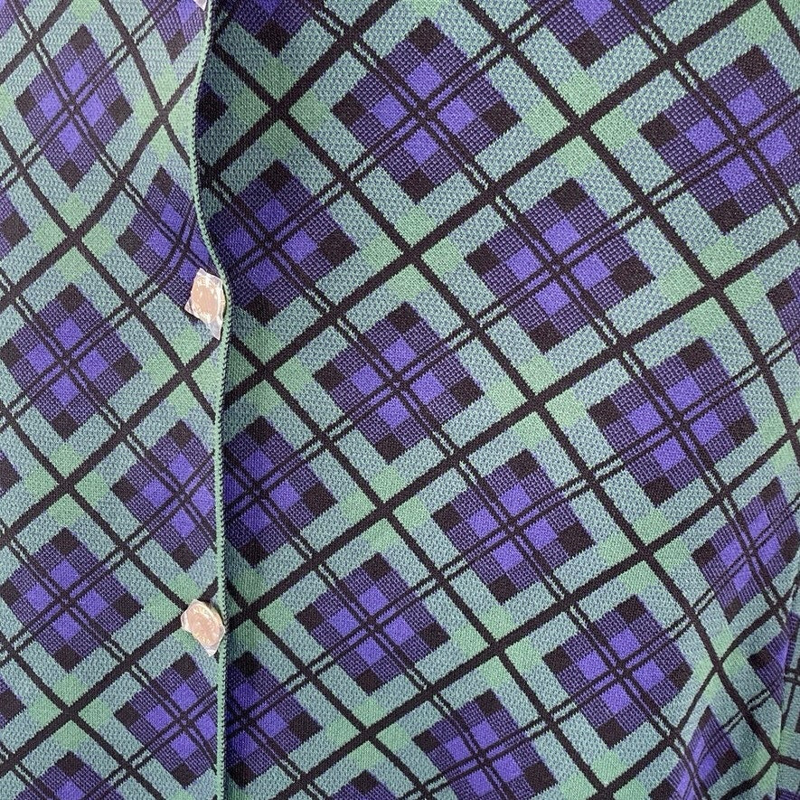 Aleeza Women's Green Purple Plaid Button Front High Waist Mini Skirt Size XL - Image 2