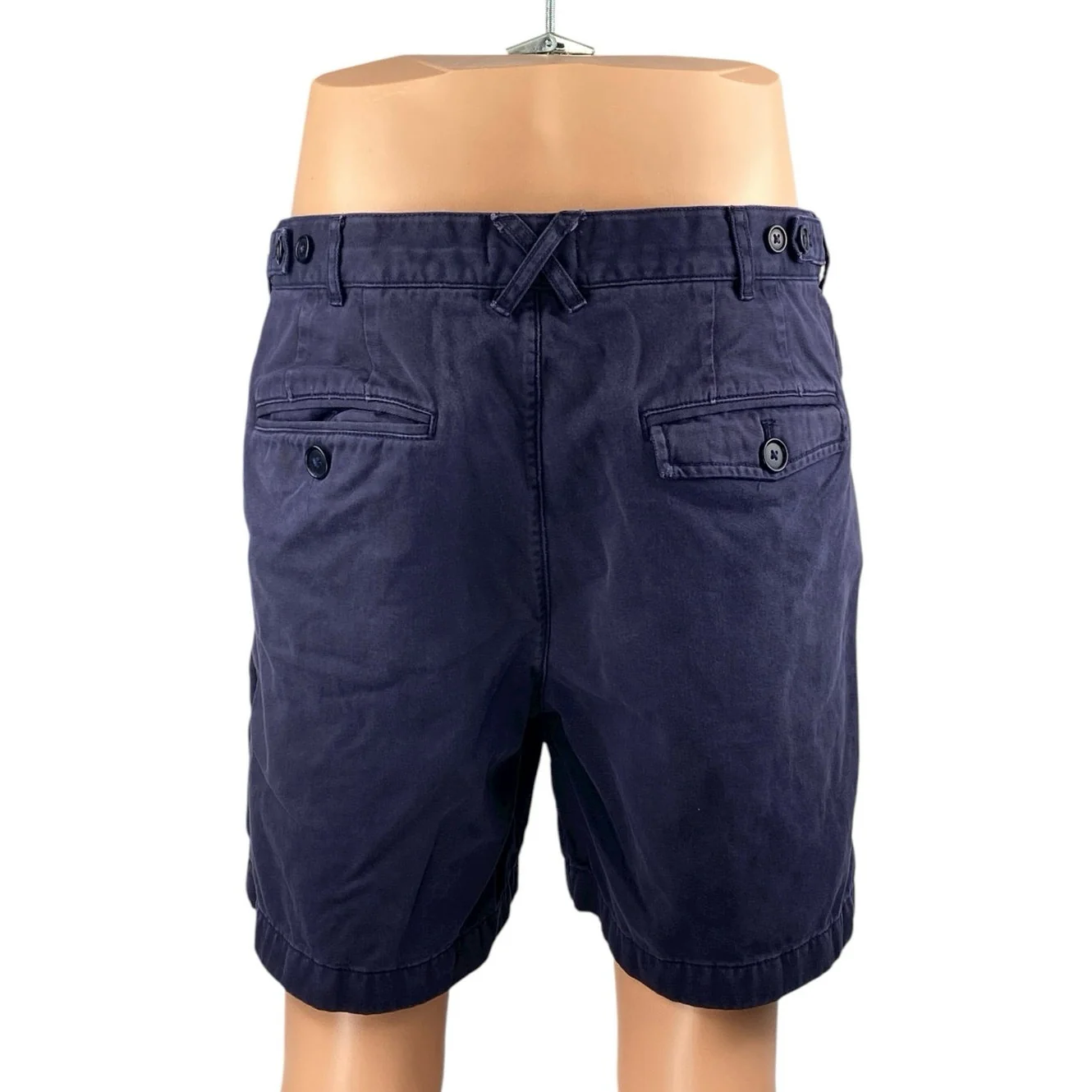 Alex Mill Men's Navy Blue High Waist Straight Leg Cotton Khaki Chino Shorts 36 - Image 3