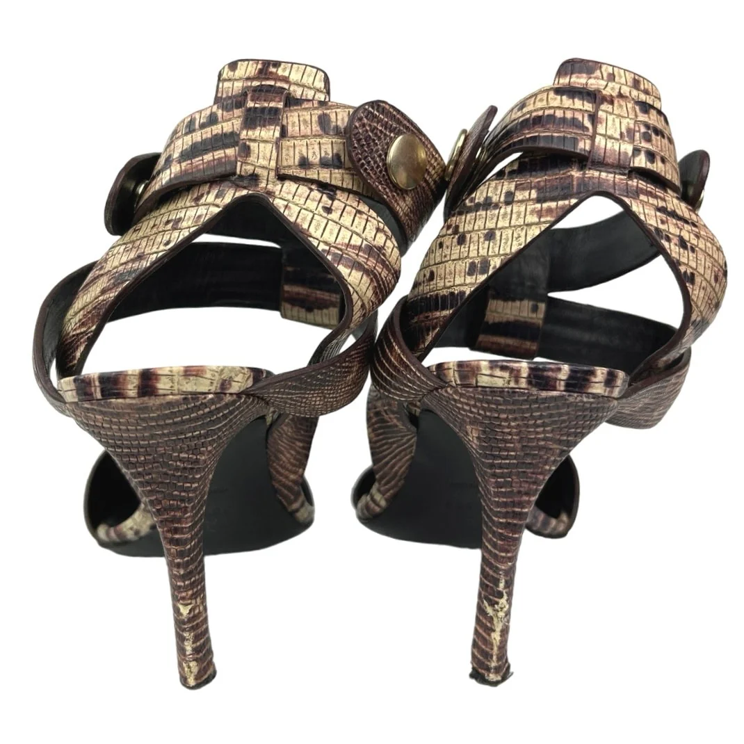 Alexander Wang Sonja Brown Snake Reptile Leather Pointed Toe Heels Pumps Shoes 8 - Image 3