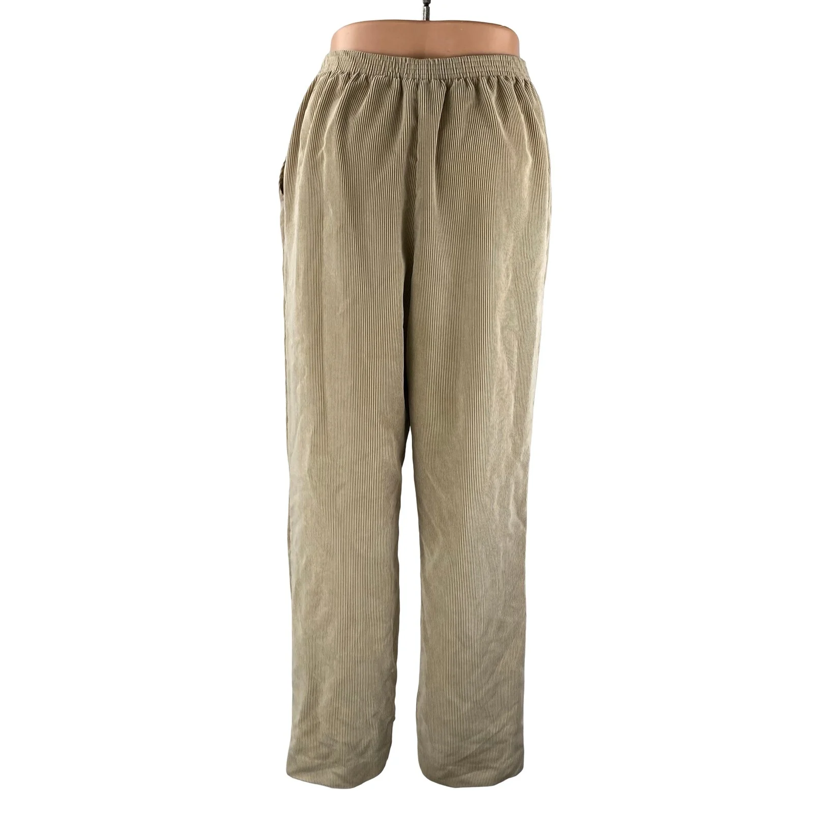 Alfred Dunner Women's Beige Corduroy High Rise Palazzo Wide Leg Trousers Pants 8 - Image 4