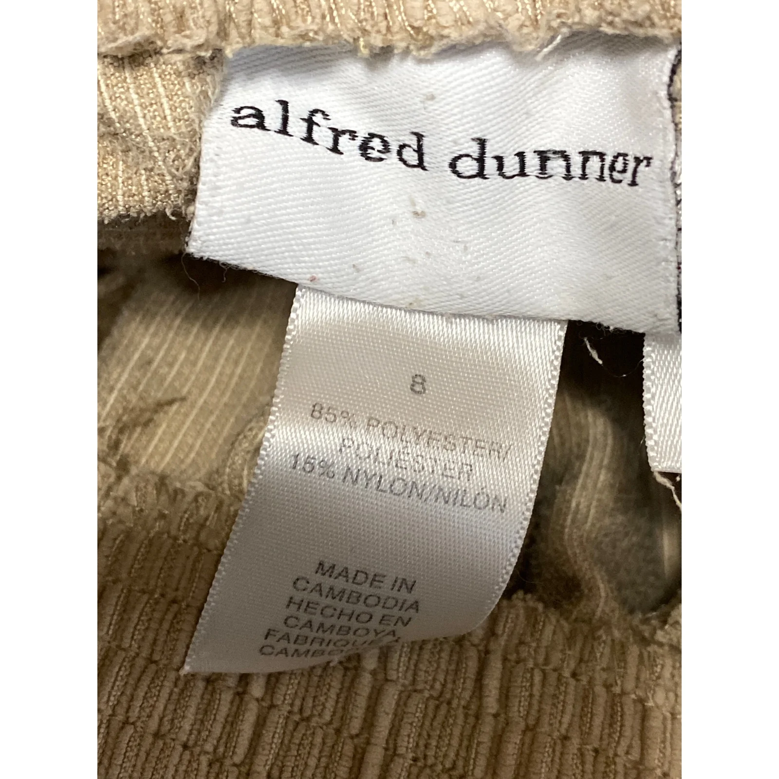 Alfred Dunner Women's Beige Corduroy High Rise Palazzo Wide Leg Trousers Pants 8 - Image 5