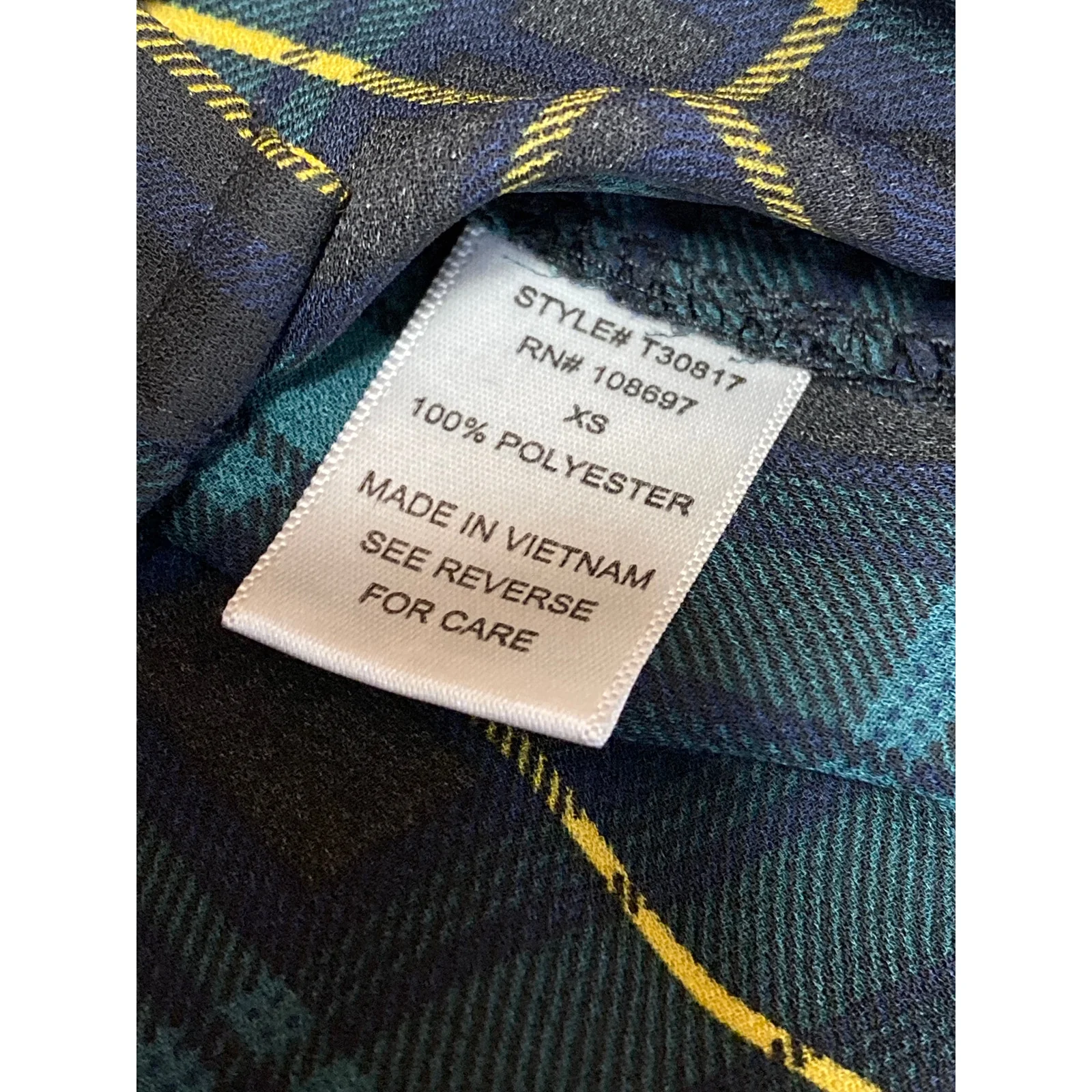 Alice Blue Women's Green Check Plaid Flannel Long Sleeve Button Up Shirt Top XS - Image 4