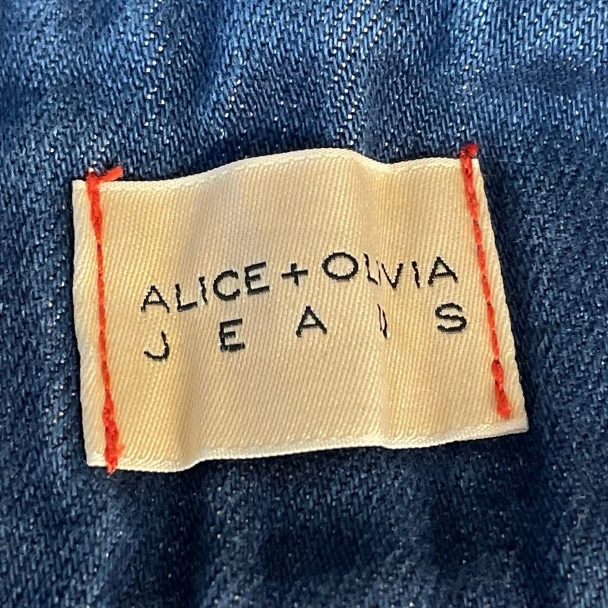 Alice + Olivia Blue Pleated Palazzo Baggy Wide Leg High Rise Denim Jeans Sz 24 - Image 6