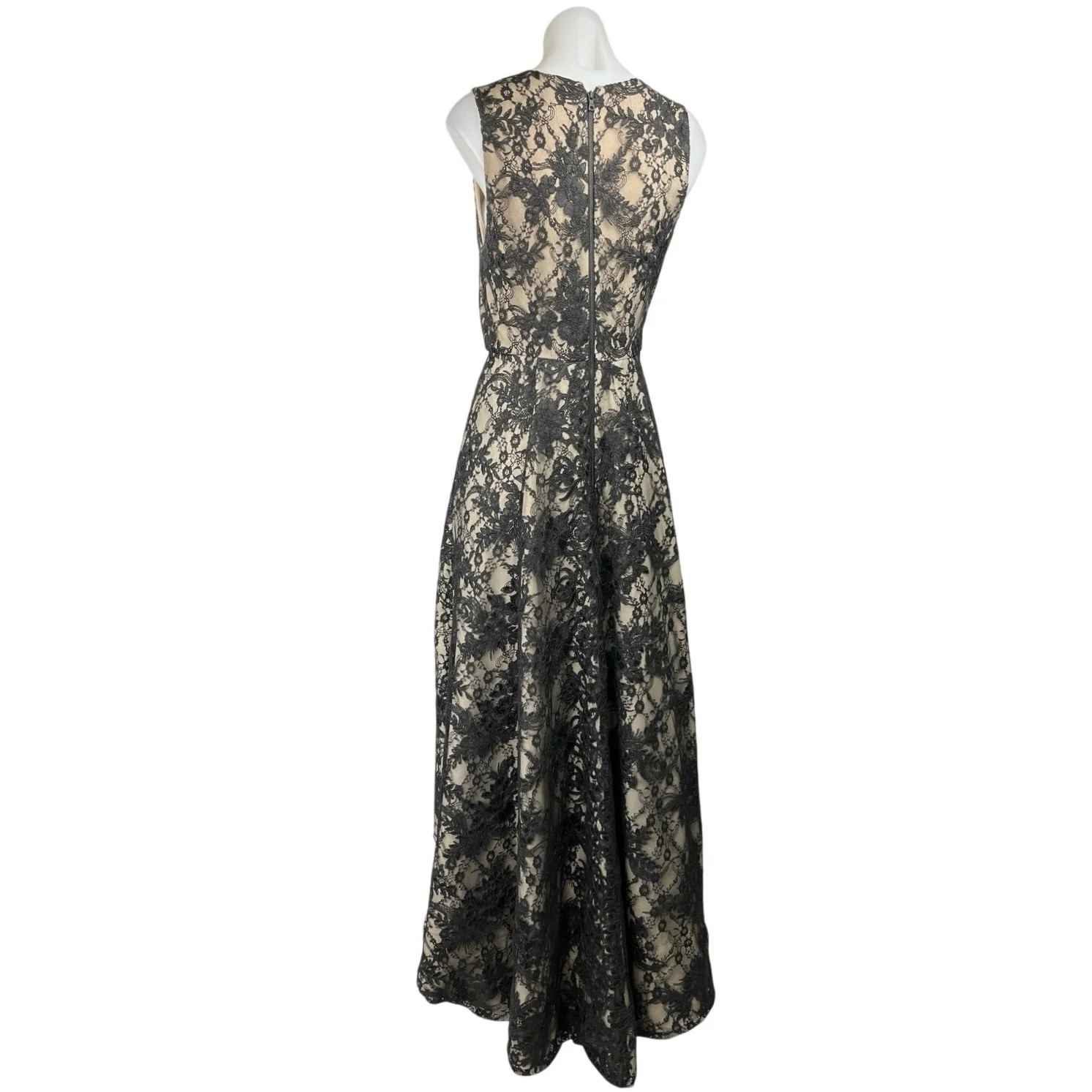 Alice + Olivia Aveena Black Floral Lace Sleeveless High Low Evening Formal Dress - Image 2