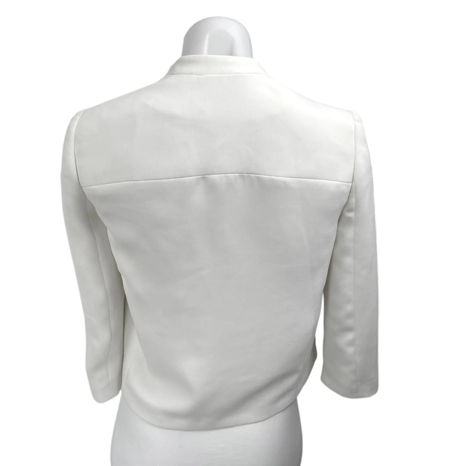 Alice + Olivia White Black Long Sleeve Draped Shawl Collar Blazer Coat Jacket S - Image 2